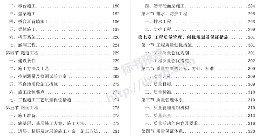 公路工程施工组织设计目录