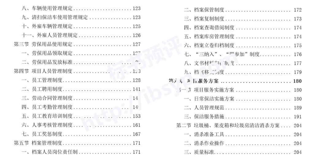 住宅、公寓保洁投标方案目录